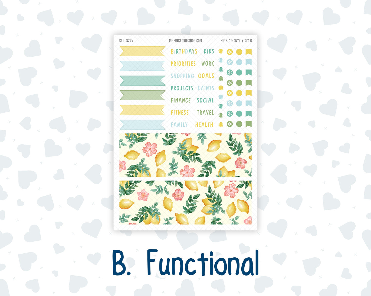 Kit 0227 - HP Big - Monthly Kit - July - Lemon Grove - For Big Happy Planner