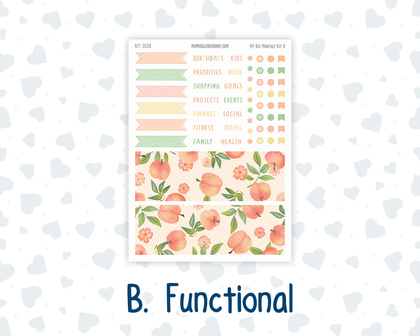 Kit 0228 - HP Big - Monthly Kit - August - Just Peachy - For Big Happy Planner