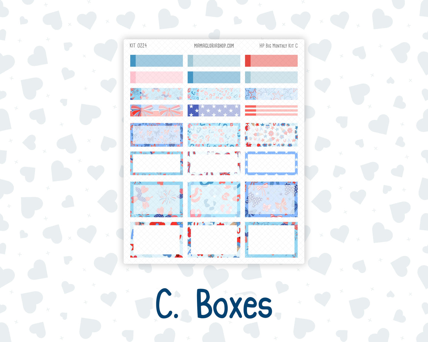 Kit 0224 - HP Big - Monthly Kit - July - Patriotic Parade - For Big Happy Planner