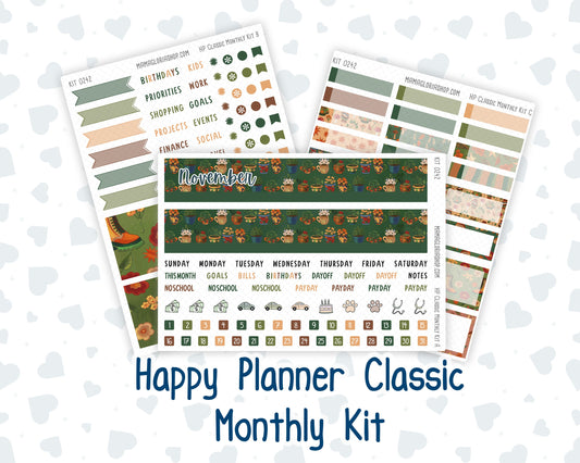 Kit 0242 - HP Classic - Monthly Kit - November - Cottage Autumn - For Classic Happy Planner