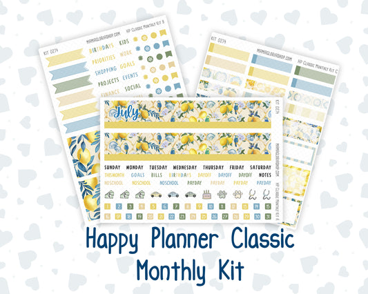Kit 0274 - HP Classic - Monthly Kit - July - Sunny Lemon Shore - For Classic Happy Planner