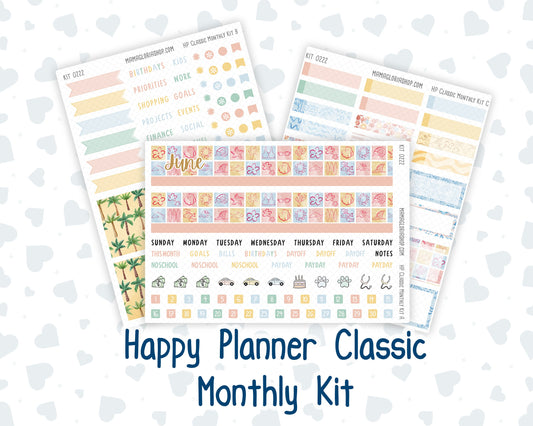 Kit 0222 - HP Classic - Monthly Kit - June - Beach Day - For Classic Happy Planner