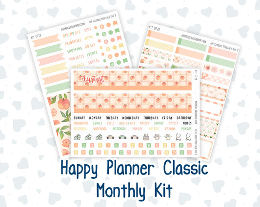 Kit 0228 - HP Classic - Monthly Kit - August - Just Peachy - For Classic Happy Planner