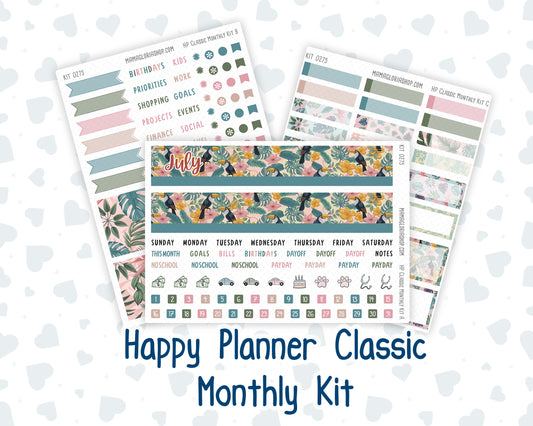 Kit 0275 - HP Classic - Monthly Kit - July - Tropical Safari Blush - For Classic Happy Planner