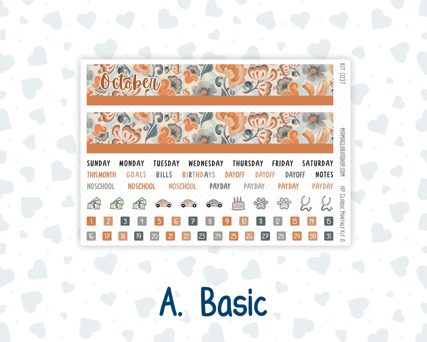 Kit 0237 - HP Classic - Monthly Kit - October - Forest Folk - For Classic Happy Planner