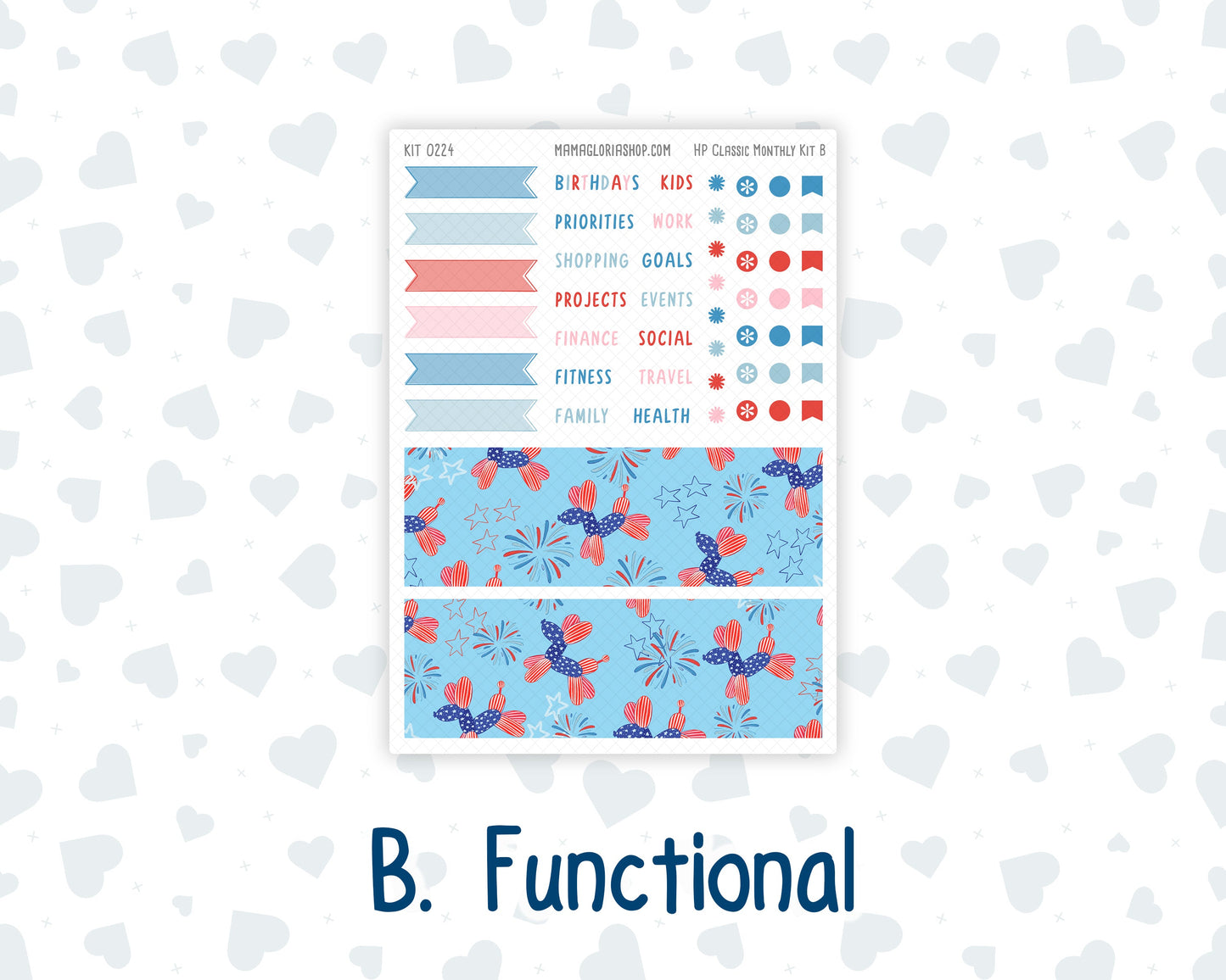 Kit 0224 - HP Classic - Monthly Kit - July - Patriotic Parade - For Classic Happy Planner