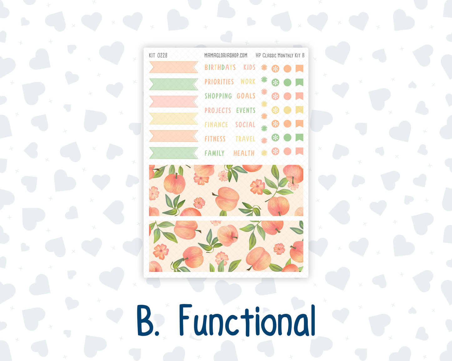 Kit 0228 - HP Classic - Monthly Kit - August - Just Peachy - For Classic Happy Planner
