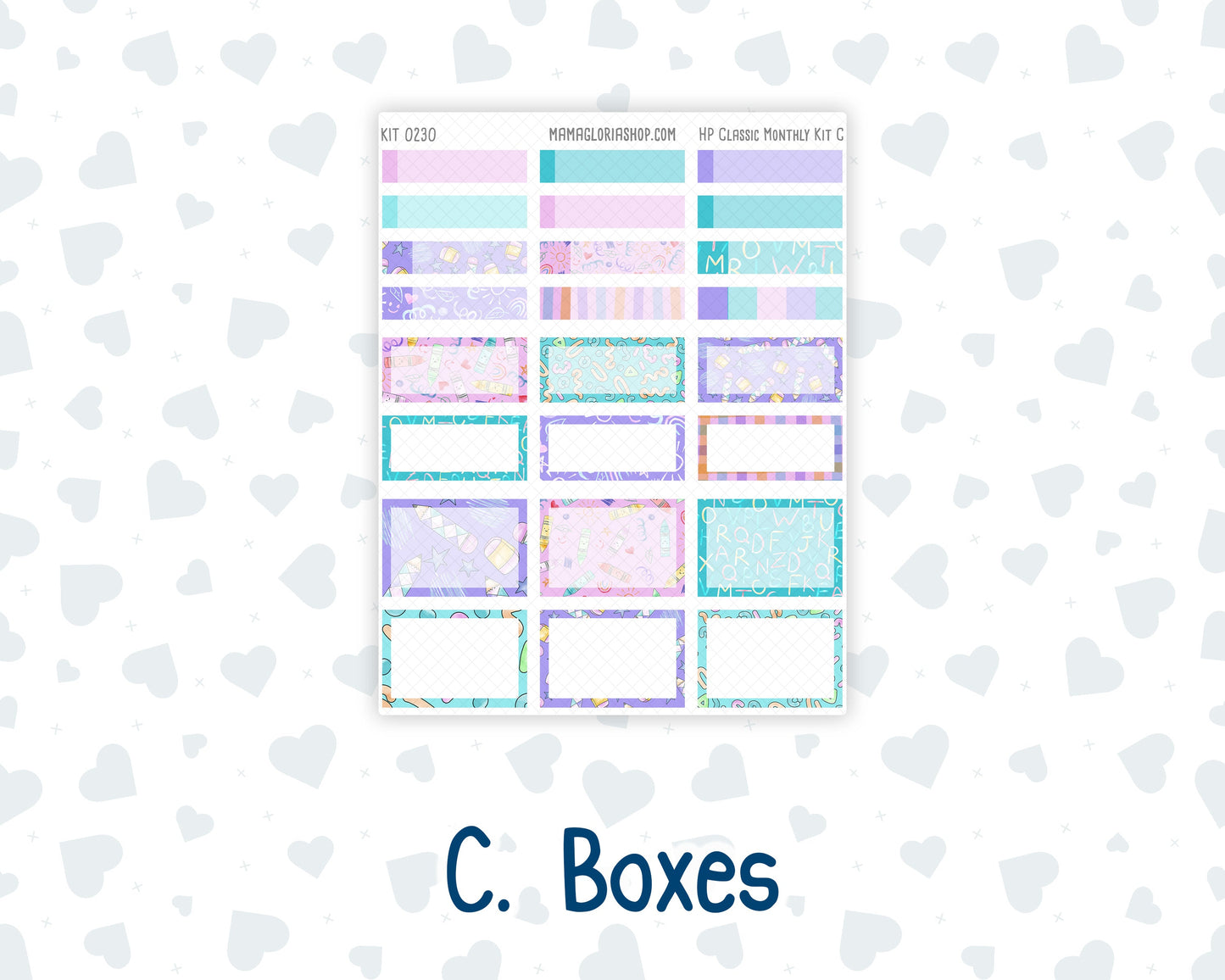 Kit 0230 - HP Classic - Monthly Kit - August - School Daze - For Classic Happy Planner