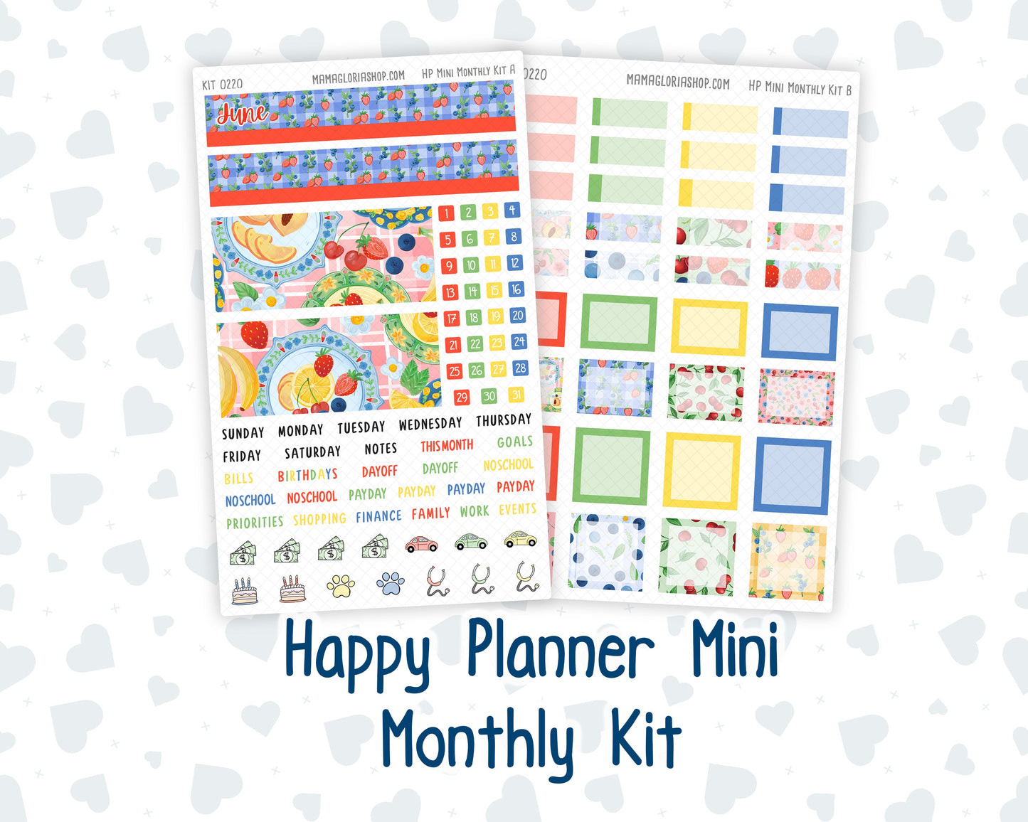Kit 0220 - HP Mini - Monthly Kit - June - June Berries - For Mini Happy Planner