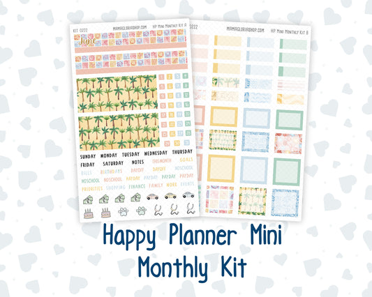 Kit 0222 - HP Mini - Monthly Kit - June - Beach Day - For Mini Happy Planner