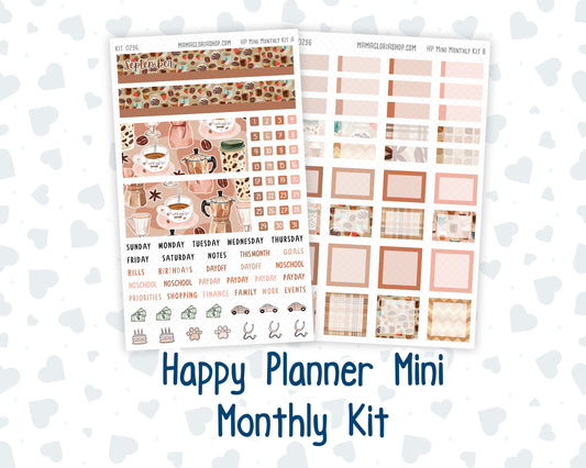 Kit 0296 - HP Mini - Monthly Kit - September - Coffee Break - For Mini Happy Planner