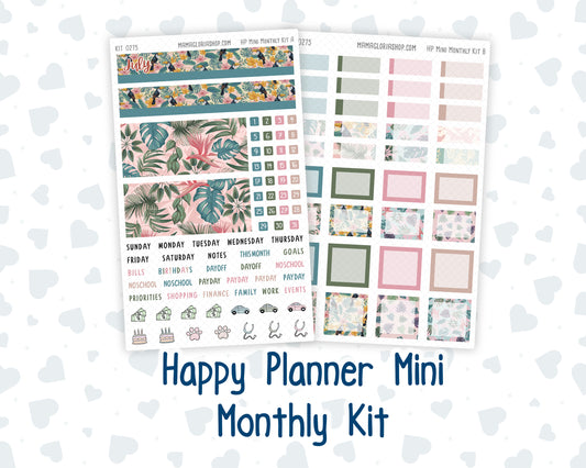 Kit 0275 - HP Mini - Monthly Kit - July - Tropical Safari Blush - For Mini Happy Planner