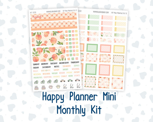 Kit 0228 - HP Mini - Monthly Kit - August - Just Peachy - For Mini Happy Planner