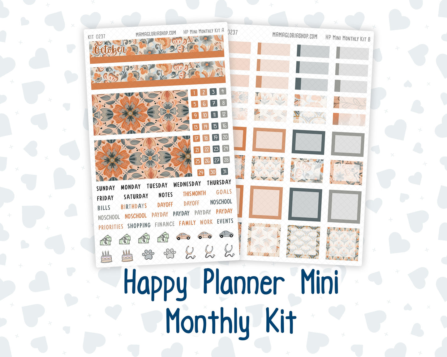 Kit 0237 - HP Mini - Monthly Kit - October - Forest Folk - For Mini Happy Planner