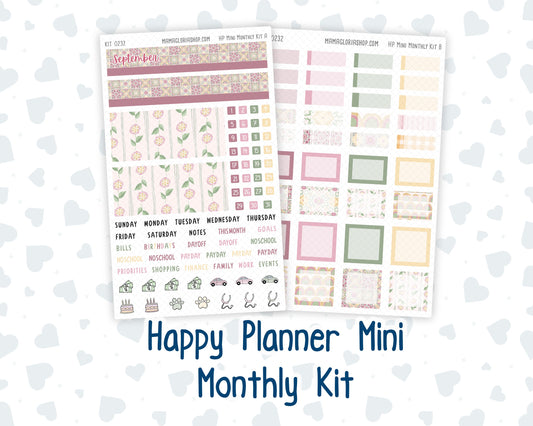 Kit 0232 - HP Mini - Monthly Kit - September - Heirloom Garden - For Mini Happy Planner