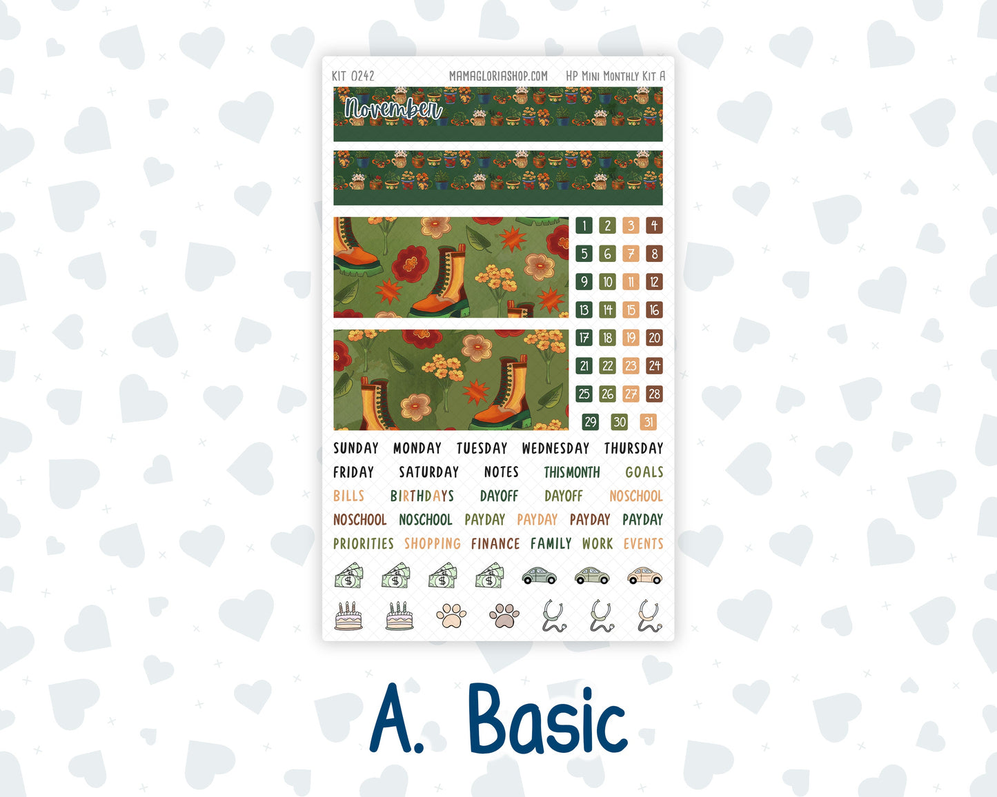 Kit 0242 - HP Mini - Monthly Kit - November - Cottage Autumn - For Mini Happy Planner