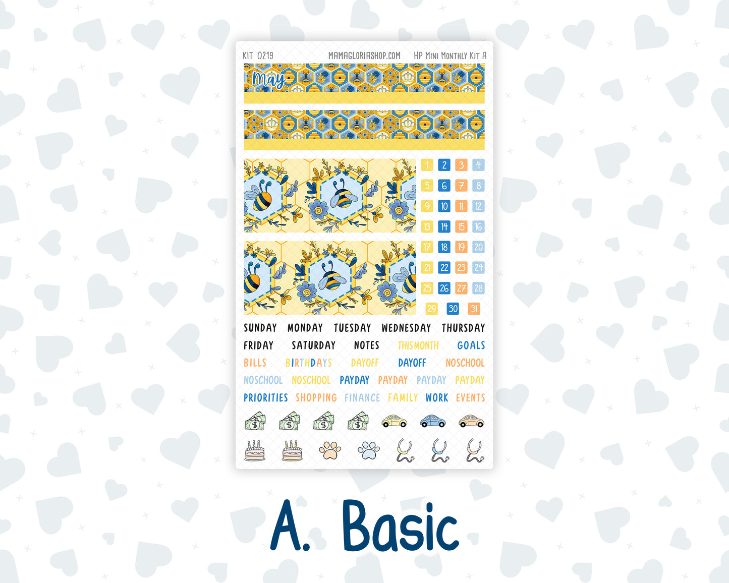 HP - Monthly - Kit 0219- Bee's Business- May- For Mini Happy Planner