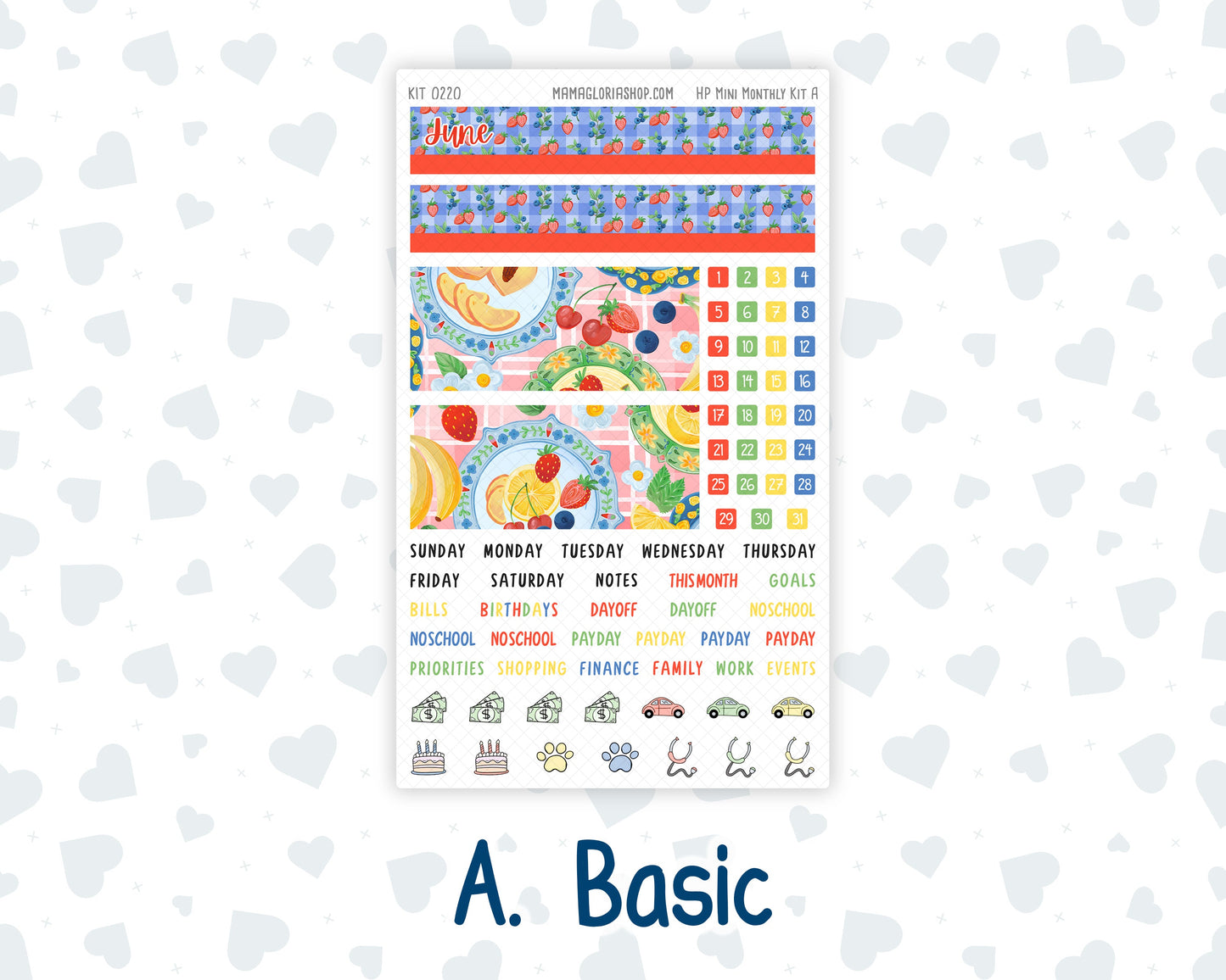 Kit 0220 - HP Mini - Monthly Kit - June - June Berries - For Mini Happy Planner