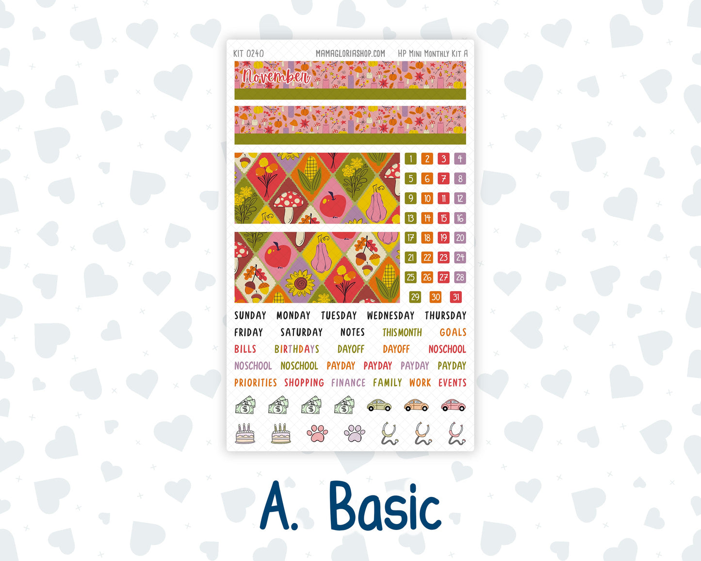 Kit 0240 - HP Mini - Monthly Kit - November - Cozy Thanksgiving - For Mini Happy Planner