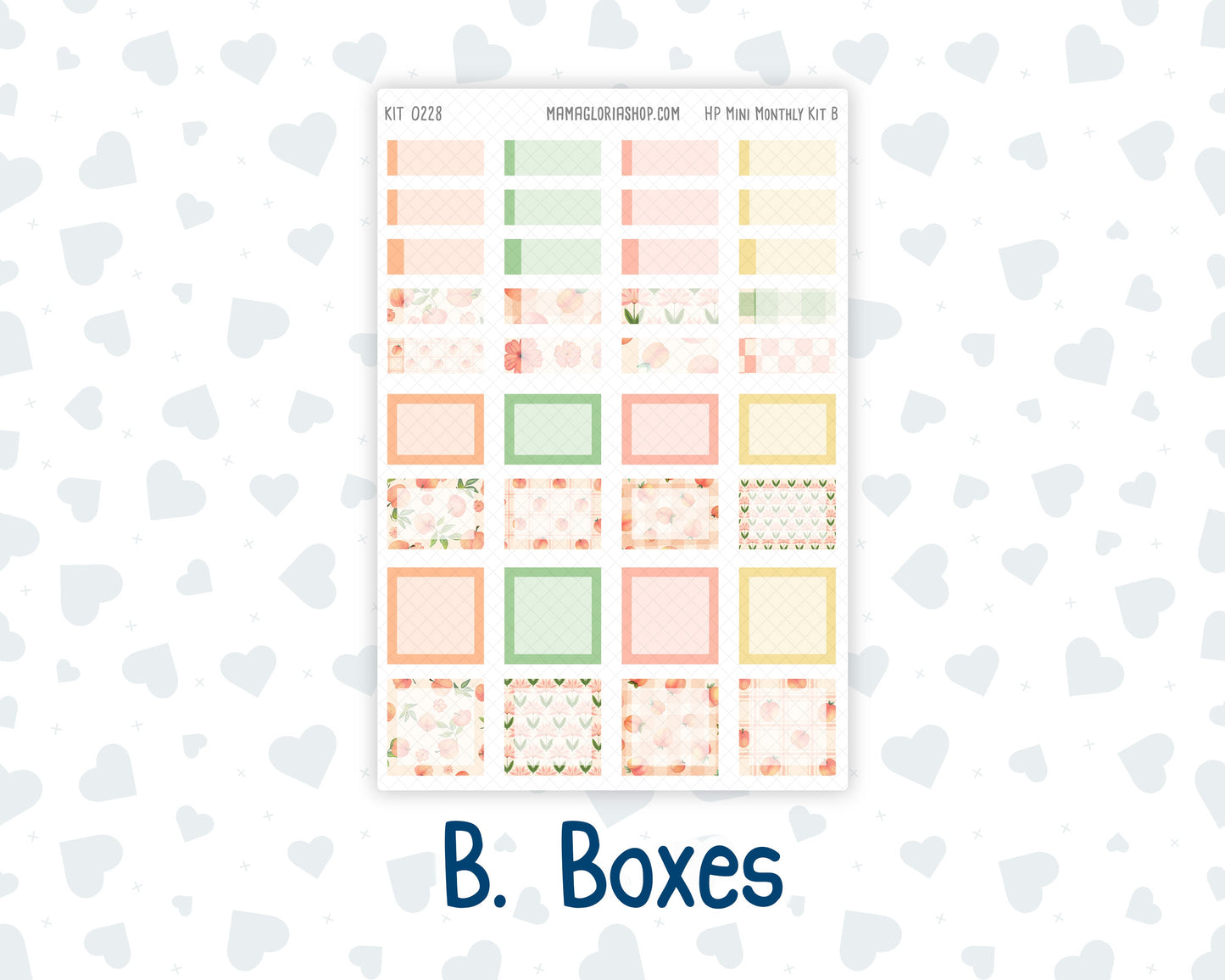 Kit 0228 - HP Mini - Monthly Kit - August - Just Peachy - For Mini Happy Planner