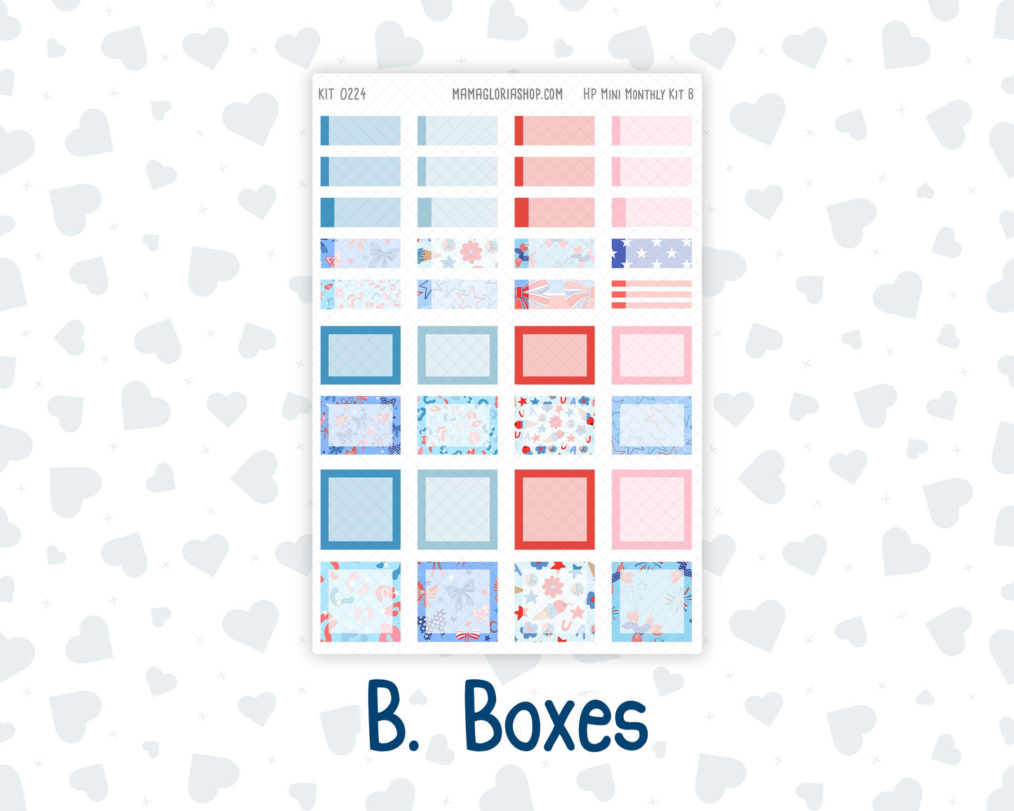 Kit 0224 - HP Mini - Monthly Kit - July - Patriotic Parade - For Mini Happy Planner
