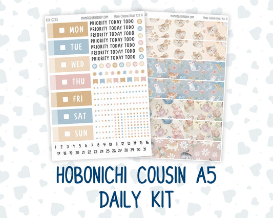 Kit 0255 - Hobonichi Cousin - Daily Kit - February - Cottagecore Kitties