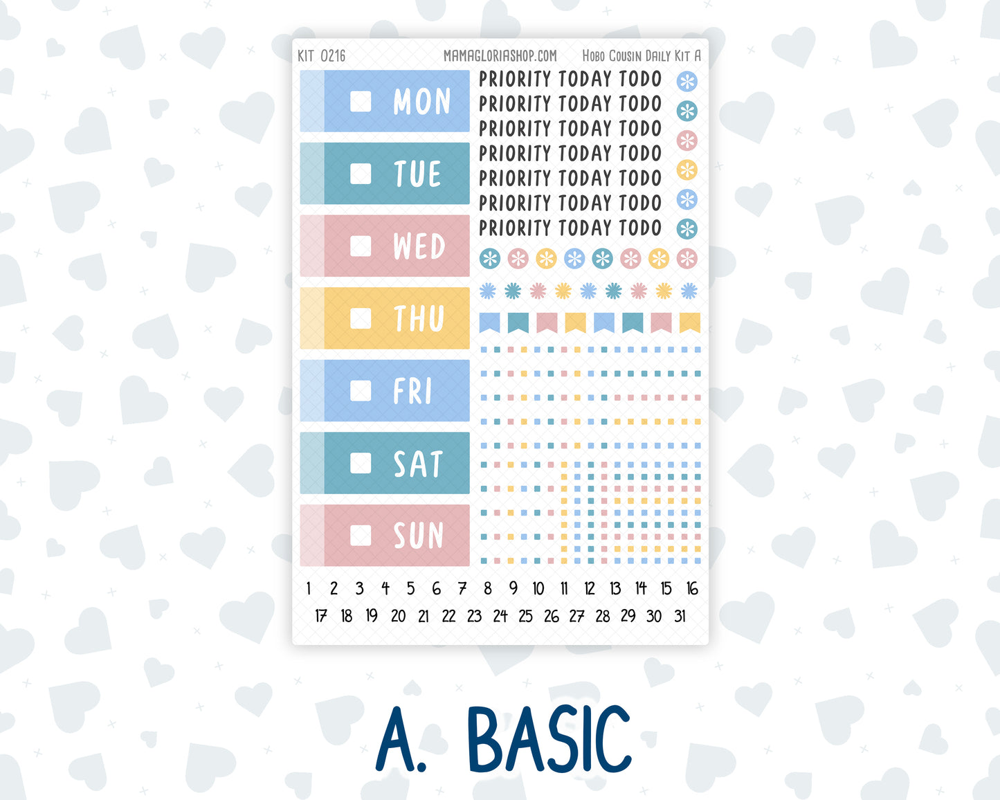 Kit 0216- Hobonichi Cousin – Daily Kit - Daisy Days- May