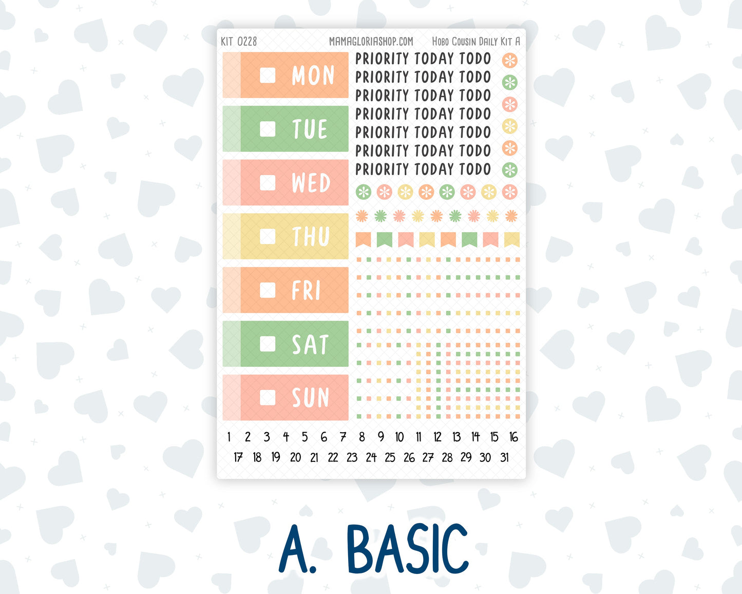 Kit 0228 - Hobonichi Cousin - Daily Kit - August - Just Peachy
