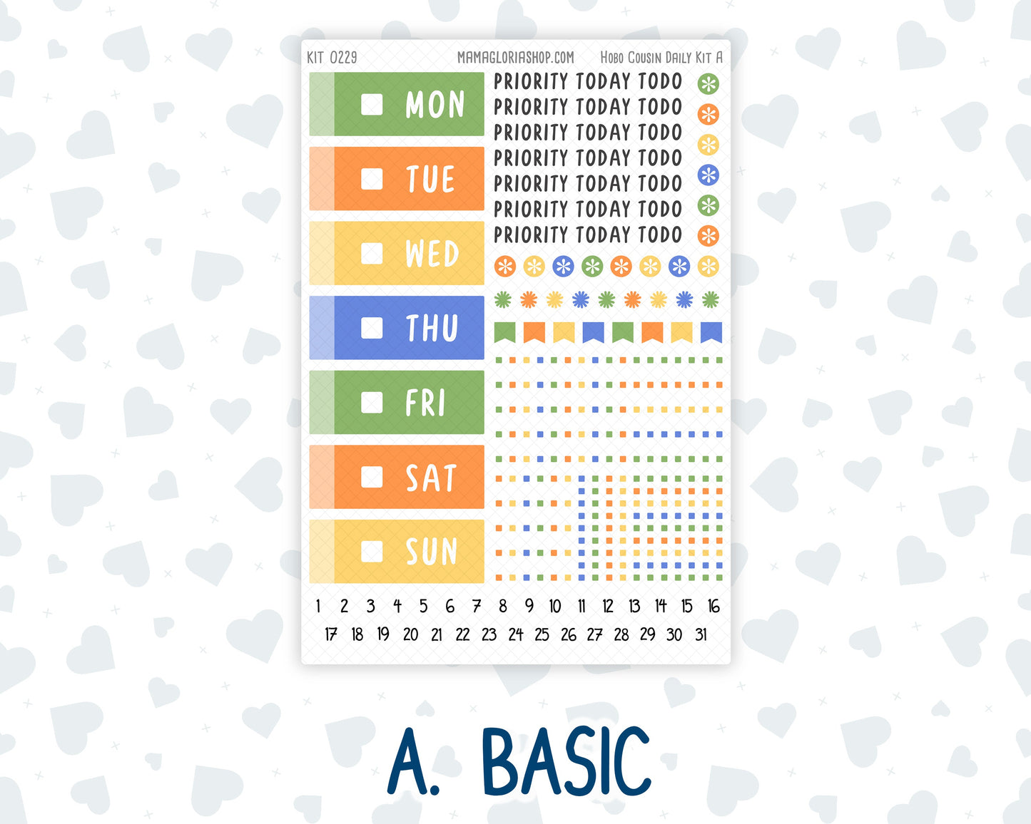 Kit 0229 - Hobonichi Cousin - Daily Kit - August - Golden Faces