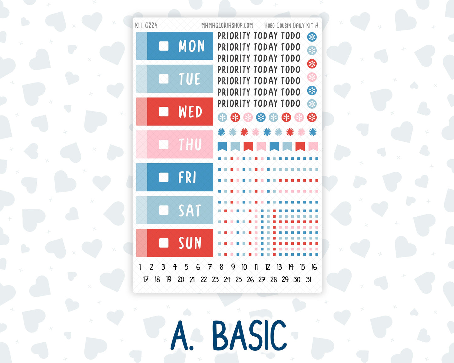 Kit 0224 - Hobonichi Cousin - Daily Kit - July - Patriotic Parade