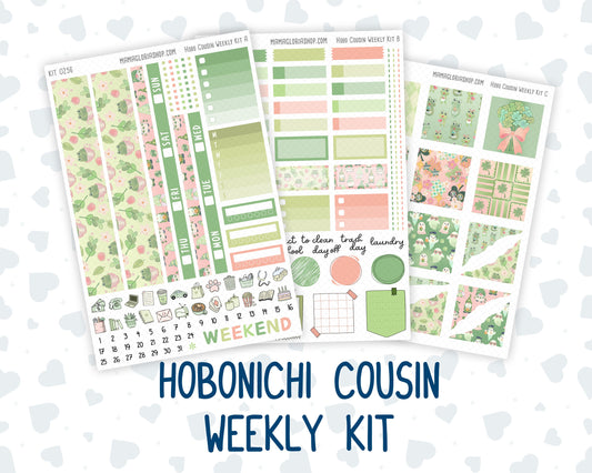 Kit 0256 - Hobonichi Cousin - Weekly Kit - March - Froggy Luck - 1.3” Wide Columns