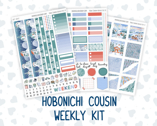 Kit 0247 - Hobonichi Cousin - Weekly Kit - December - Snow Day Adventures - 1.3” Wide Columns