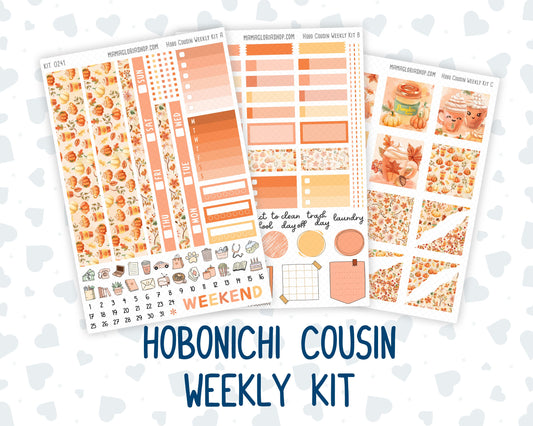 Kit 0241 - Hobonichi Cousin - Weekly Kit - November - Pumpkin Latte - 1.3” Wide Columns