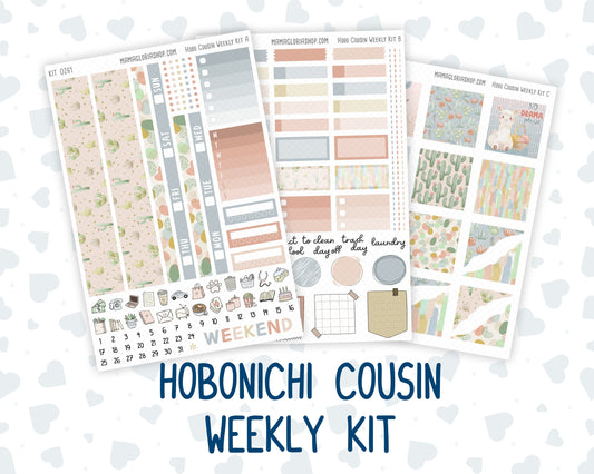 Kit 0261 - Hobonichi Cousin - Weekly Kit - April - Llama Spring - 1.3” Wide Columns