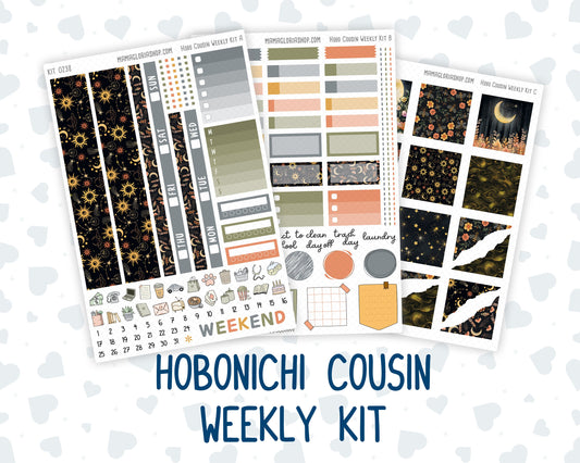 Kit 0238 - Hobonichi Cousin - Weekly Kit - October - Starry Autumn Nights - 1.3” Wide Columns