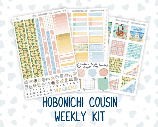 Kit 0222 - Hobonichi Cousin - Weekly Kit - June - Beach Day - 1.3” Wide Columns
