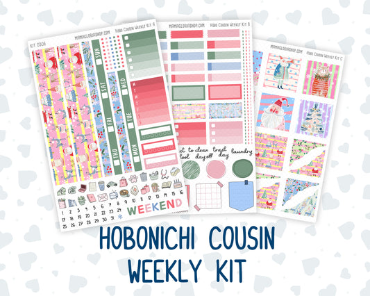 Kit 0306 - Hobonichi Cousin - Weekly Kit - December - Jolly Mischief - 1.3” Wide Columns