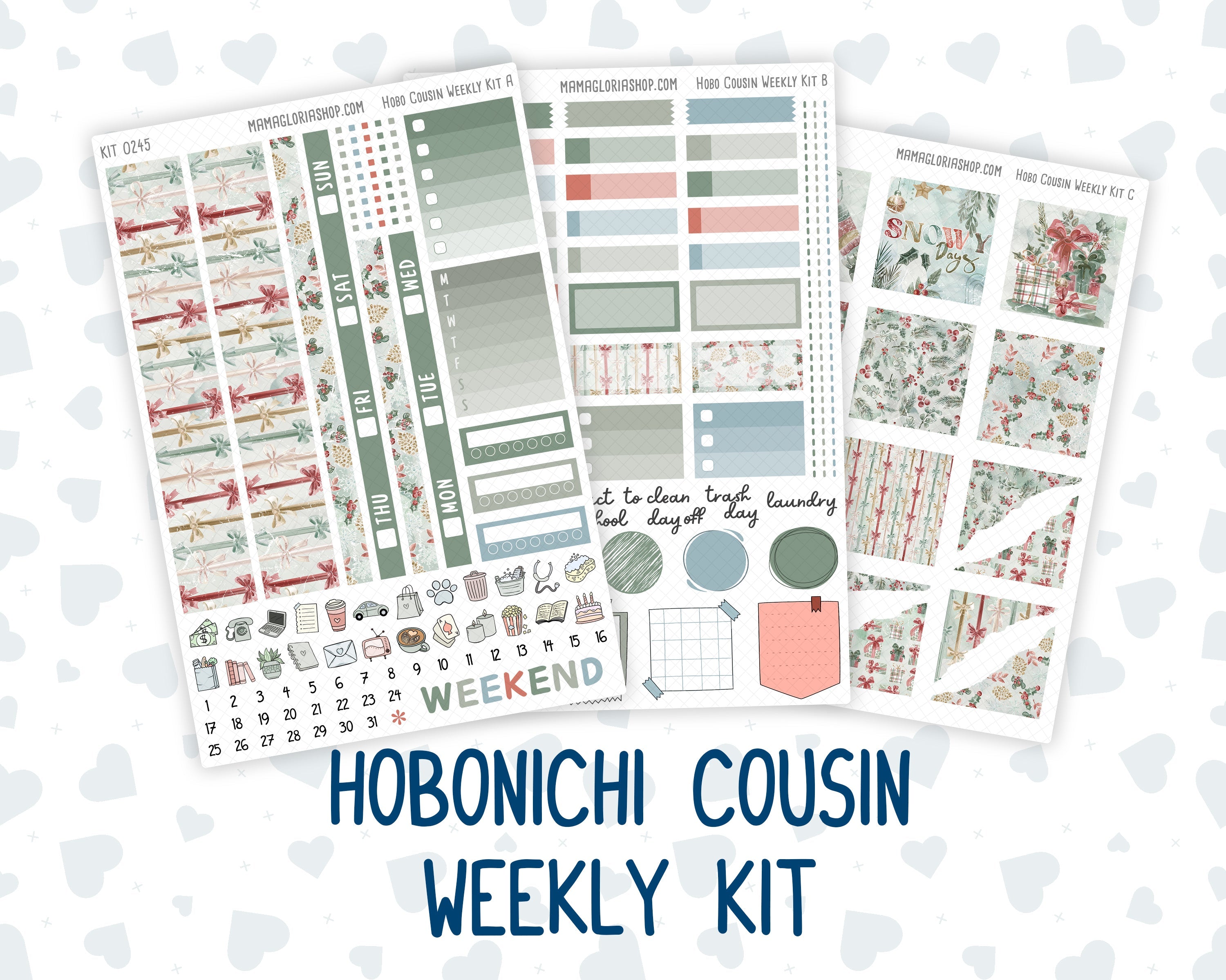 Kit 0245 - Hobonichi Cousin - Weekly Kit - December - Vintage Christma ...