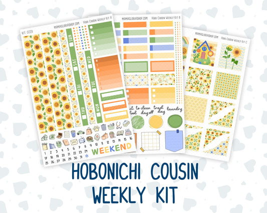 Kit 0229 - Hobonichi Cousin - Weekly Kit - August - Golden Faces - 1.3” Wide Columns