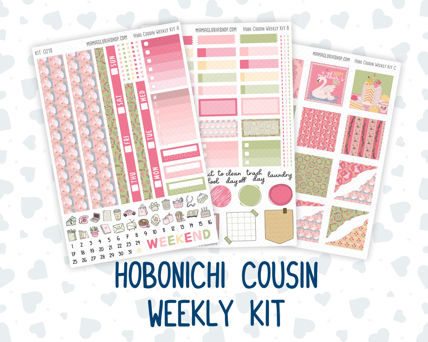 Kit 0218- Hobonichi Cousin – Weekly Kit – 1.3” Wide Columns - Mother's Love- May