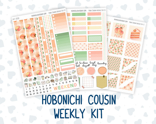 Kit 0228 - Hobonichi Cousin - Weekly Kit - August - Just Peachy - 1.3” Wide Columns