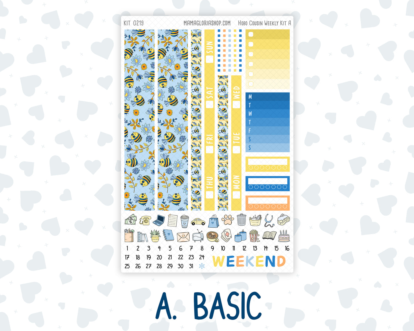 Kit 0219- Hobonichi Cousin – Weekly Kit – 1.3” Wide Columns - Bee's Business- May