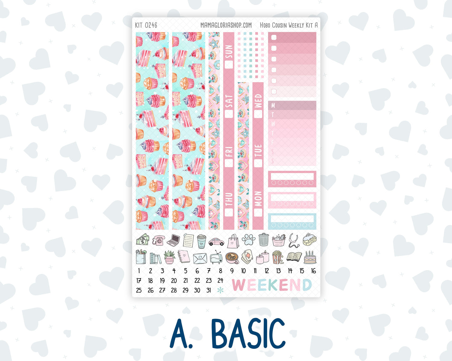 Kit 0246 - Hobonichi Cousin - Weekly Kit - December - Gingerbread Sweets - 1.3” Wide Columns