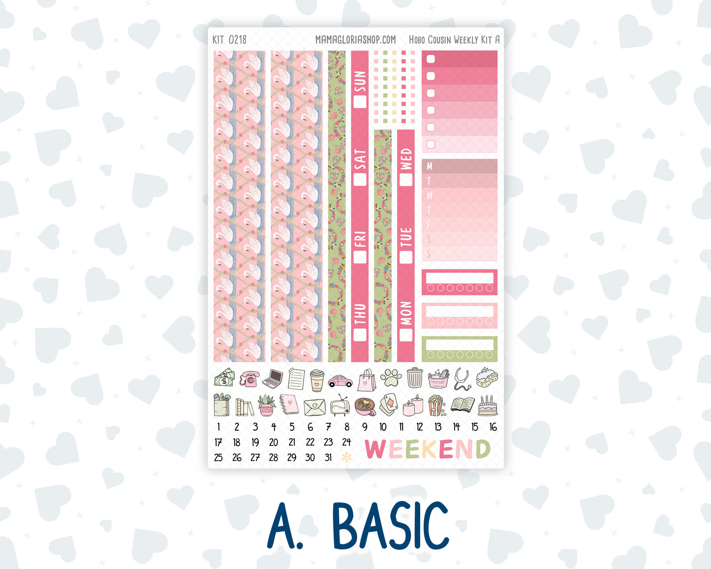 Kit 0218- Hobonichi Cousin – Weekly Kit – 1.3” Wide Columns - Mother's Love- May