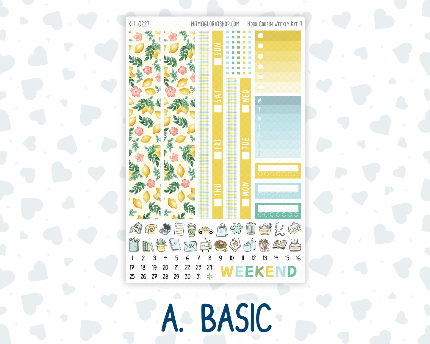Kit 0227 - Hobonichi Cousin - Weekly Kit - July - Lemon Grove - 1.3” Wide Columns