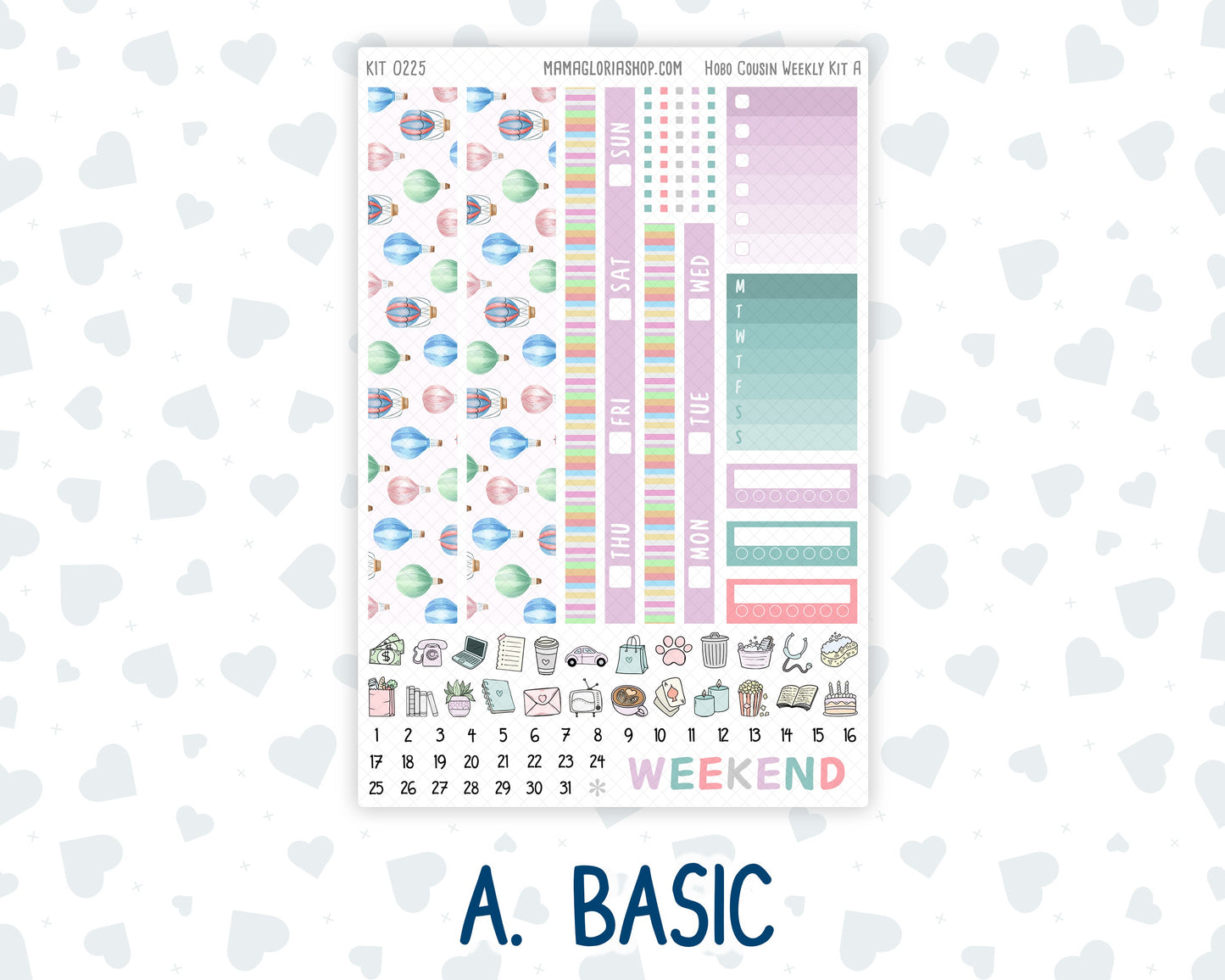 Kit 0225 - Hobonichi Cousin - Weekly Kit - July - Carnival Joy - 1.3” Wide Columns