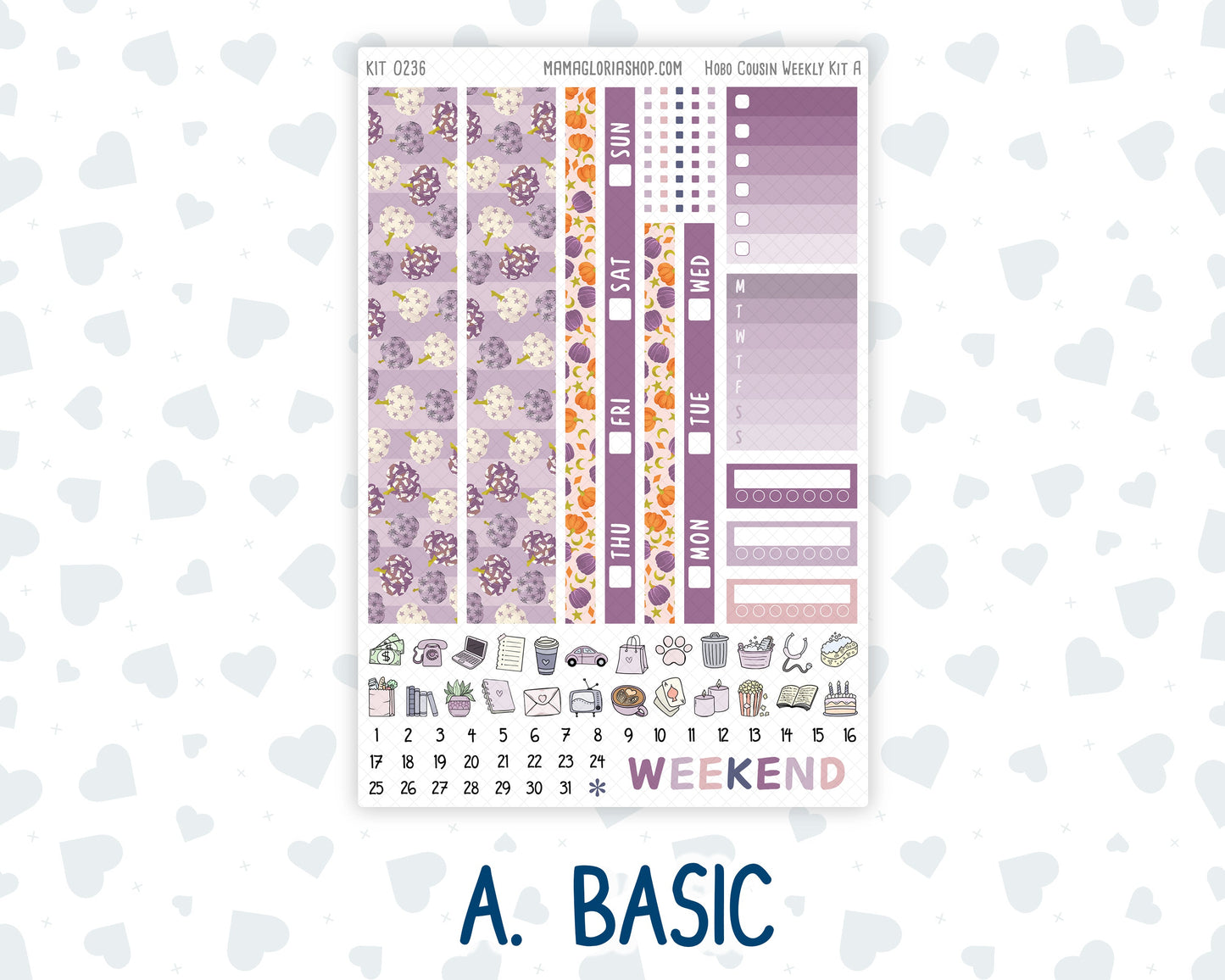 Kit 0236 - Hobonichi Cousin - Weekly Kit - October - Sweet & Spooky - 1.3” Wide Columns