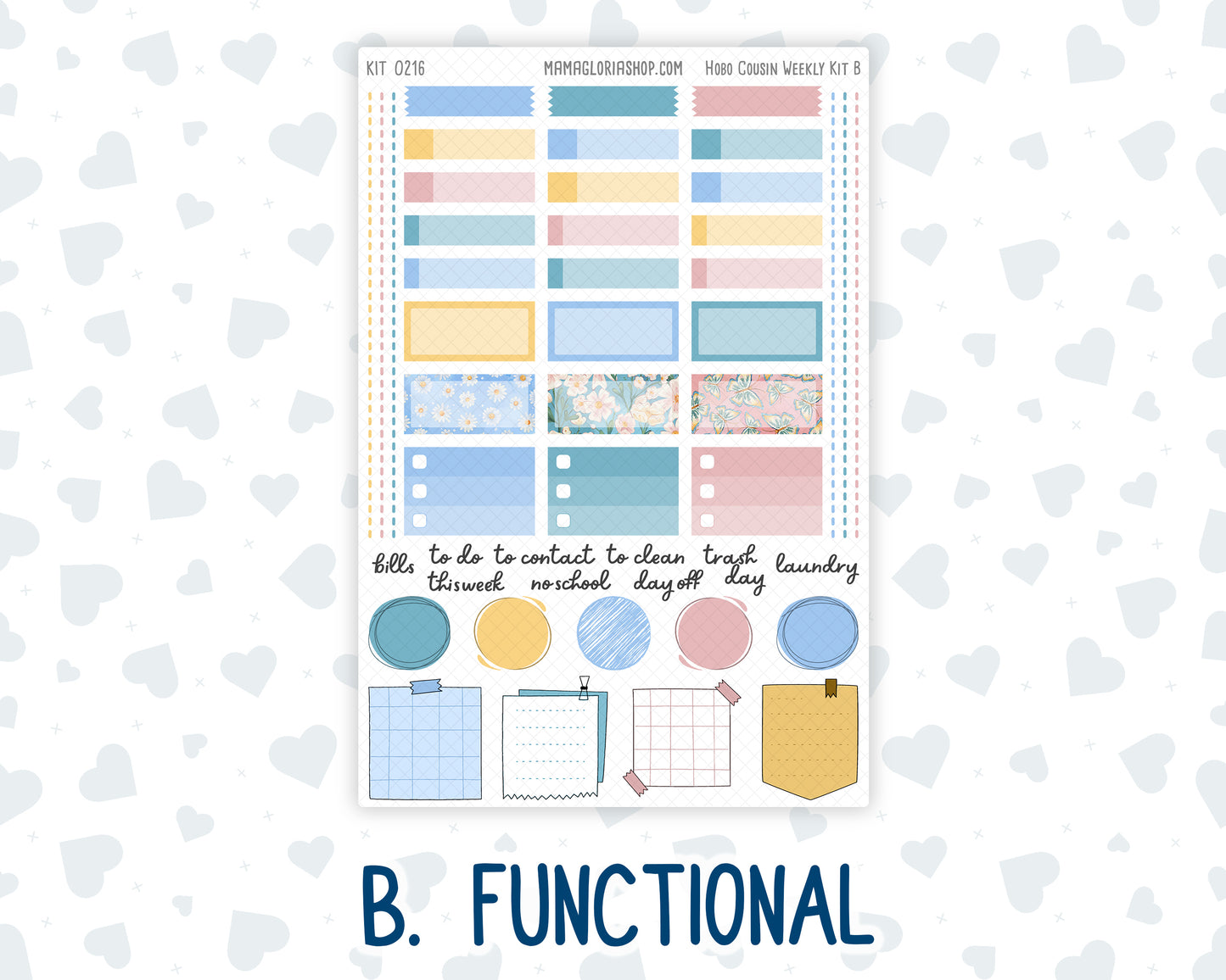Kit 0216- Hobonichi Cousin – Weekly Kit – 1.3” Wide Columns - Daisy Days- May