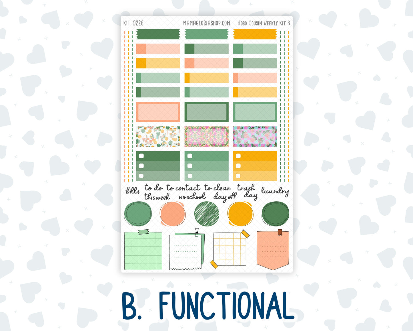 Kit 0226 - Hobonichi Cousin - Weekly Kit - July - Tropical Whimsy - 1.3” Wide Columns