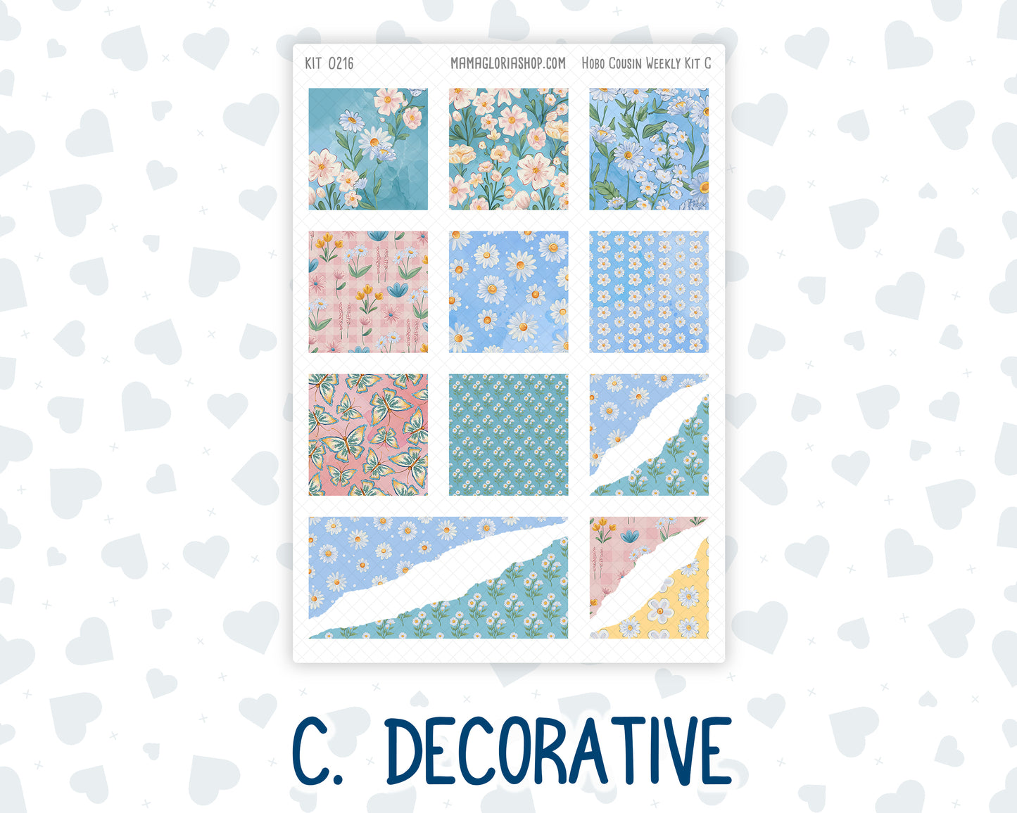 Kit 0216- Hobonichi Cousin – Weekly Kit – 1.3” Wide Columns - Daisy Days- May